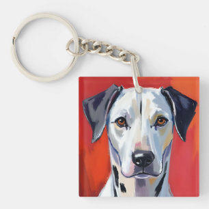 Porte-clés Dalmatien   Peinture de chien animal de compagnie 