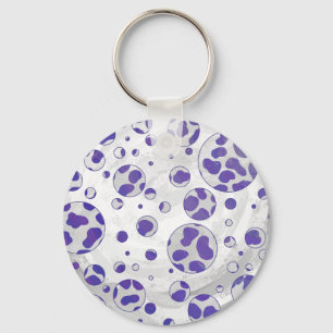 Porte-clés Dalmatien Violet et Blanc à pois