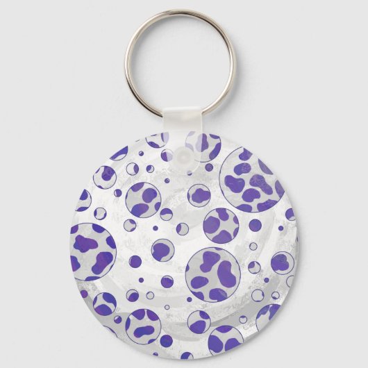 Porte-clés Dalmatien Violet et Blanc à pois (Recto)