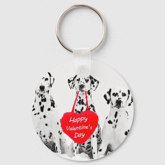 Porte-clés Dalmatiens Heureuse Sainte-Valentin de coeur de ch (Recto)