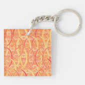 Porte-clés damas arabesques - orange doux et corail (Dos)
