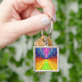 Porte-clés Damas arc-en-ciel d'or (main)