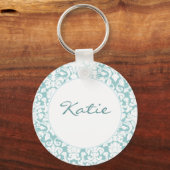 Porte-clés Damas blanc et bleu (Recto)