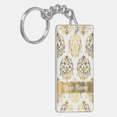 Porte-clés Damas blanc et or (Devant gauche)