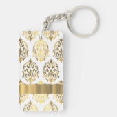 Porte-clés Damas blanc et or (Dos)