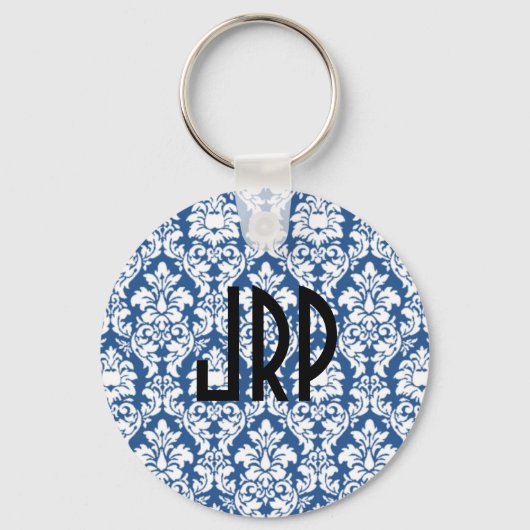 Porte-clés Damas bleu monogramme (Recto)