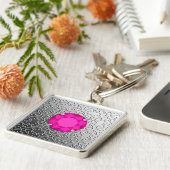 Porte-clés Damas d'argent avec un faux bijou tourmalin rose (Côté)