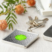 Porte-clés Damas d'argent avec un faux gemme de péridot (Côté)