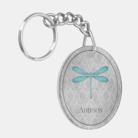 Porte-clés Damas de libellule turquoise (Devant gauche)