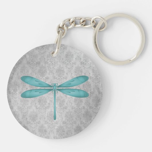 Porte-clés Damas de libellule turquoise (Dos)