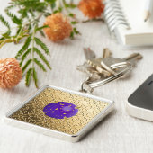 Porte-clés Damas d'or avec faux lapis lazuli gemstone (Côté)