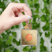 Porte-clés Damas d'or avec gemstone de faux corail (main)