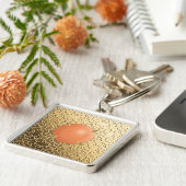 Porte-clés Damas d'or avec gemstone de faux corail (Côté)