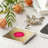 Porte-clés Damas d'or avec gemstone en faux rubis (Côté)