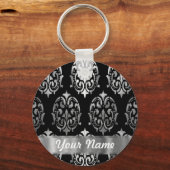 Porte-clés Damas noir et argent (Recto)