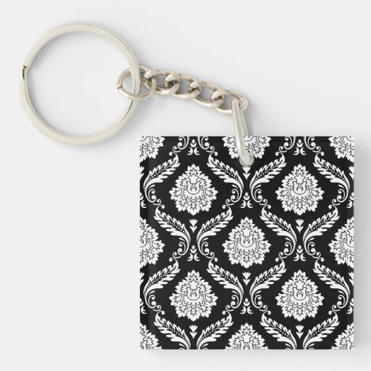 Porte-clés Damas Rococo 2 voies Noir + Blanc (Devant)