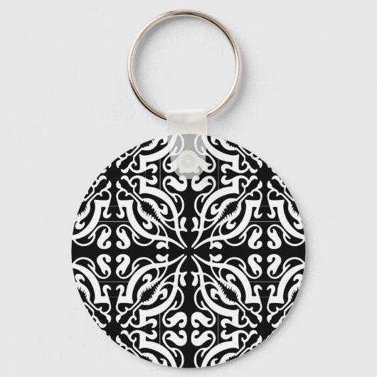 Porte-clés Damask 1 (noir et blanc) (Recto)