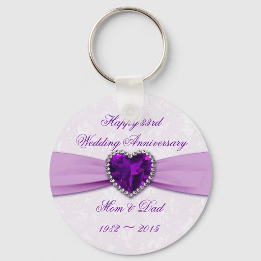 Porte-clés Damask 33e Mariage Porte - clé de l'anniversaire (Recto)