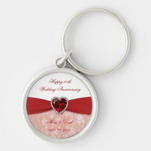 Porte-clés Damask 40e anniversaire Mariage Design (Devant)