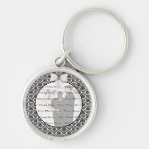 Porte-clés Damask Elegance Mariage Silver Round Porte - clé