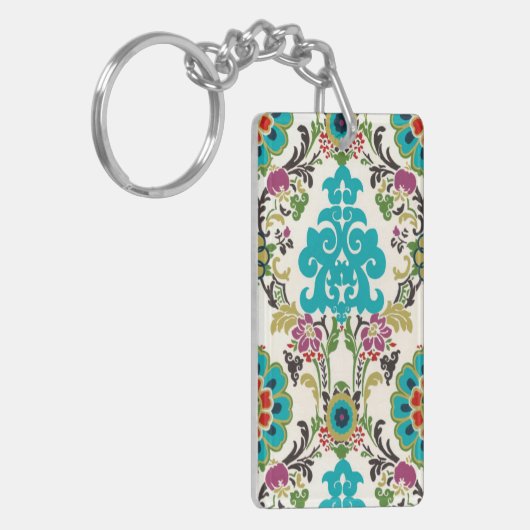 Porte-clés Damask Floral Patterns Plum Turquoise (Devant gauche)