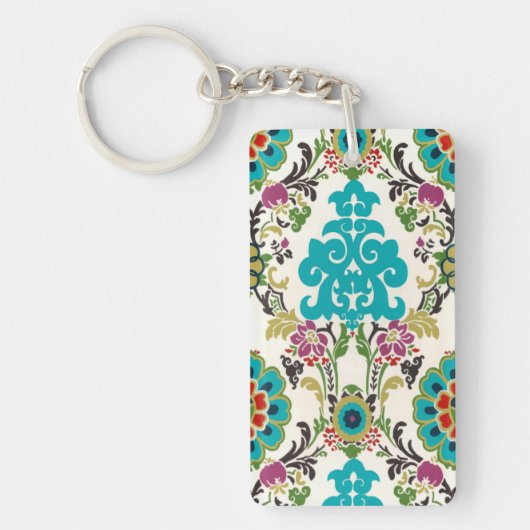 Porte-clés Damask Floral Patterns Plum Turquoise (Devant)