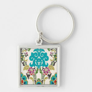 Porte-clés Damask Floral Patterns Plum Turquoise