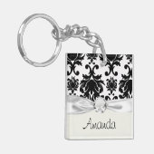 Porte-clés damask noir et blanc formel orné (Devant gauche)