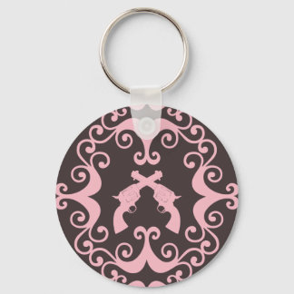 Porte-clés Damask noir pistolets grunge western pistols chic