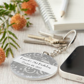 Porte-clés Damask Patch, Grey Damask, Anniversaire (Devant droit)