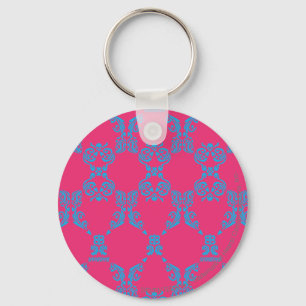 Porte-clés Damassé Aqua-Magenta