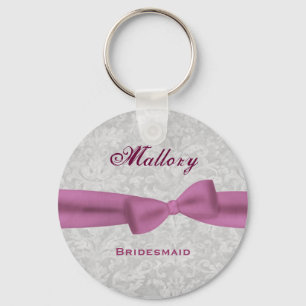 Porte-clés Damassé E004 d'argent d'arc de rose de demoiselle