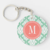 Porte-clés Damassé élégante de menthe d'obscurité (Devant)