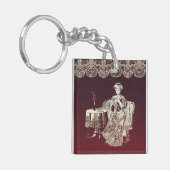 Porte-clés dame boit du thé (Devant gauche)