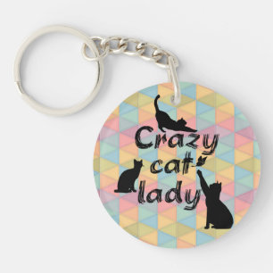 Porte-clés Dame de chat folle amusante et cool chats joueurs