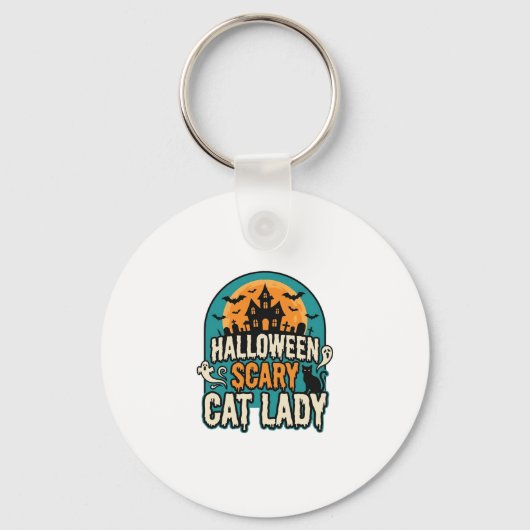 Porte-clés Dame de chat Halloween Épouvantable Maison hantée (Recto)