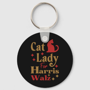 Porte-clés Dame de chat sans enfant pour Kamala Harris Tim Wh