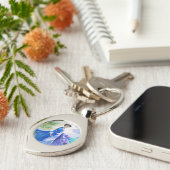 Porte-clés Dame en Robe Bleue - Peinture aquarelle (Côté )