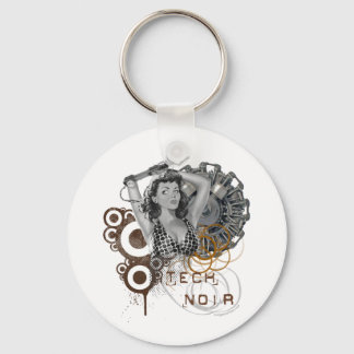 Porte-clés Dame steampunk à la vapeur de la pulpe Tech noir