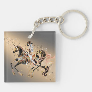 Porte-clés Dame Steampunk et Cheval Mécanique