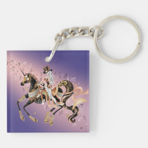 Porte-clés Dame Steampunk et Cheval Mécanique