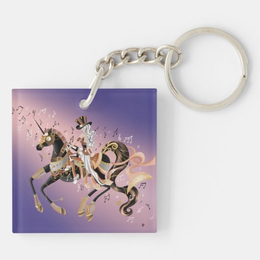 Porte-clés Dame Steampunk et Cheval Mécanique (Dos)