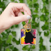 Porte-clés Dame tournesol silhouette art aquarelle (main)