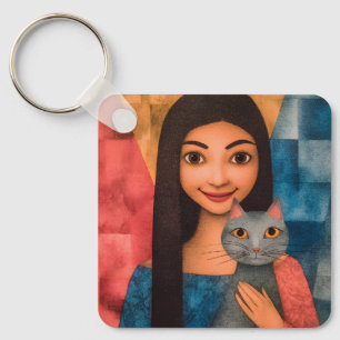Porte-clés Dames & Chats – Collection de portraits vintage 1