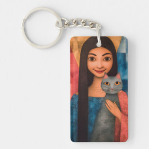 Porte-clés Dames & Chats – Collection de portraits vintage 1