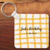 Porte-clés damier jaune noir ajouter nom date anniversaire (Recto)