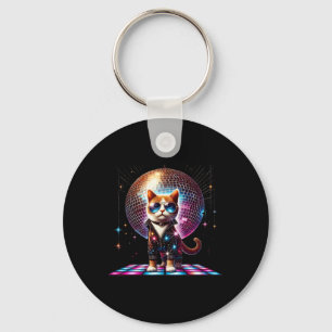 Porte-clés Dancing Chat Disco Ball Kitten Kitty Lover Drôle P