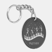 Porte-clés Dancing Skeletons Clavier Musicien Noir (Devant gauche)