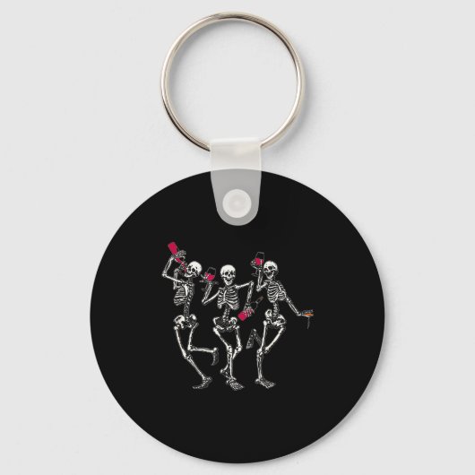 Porte-clés Dancing Skeletons Drinking Wine Lover Funny Hallow (Recto)