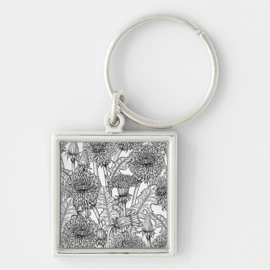 Porte-clés Dandelions, noir et blanc (Devant)